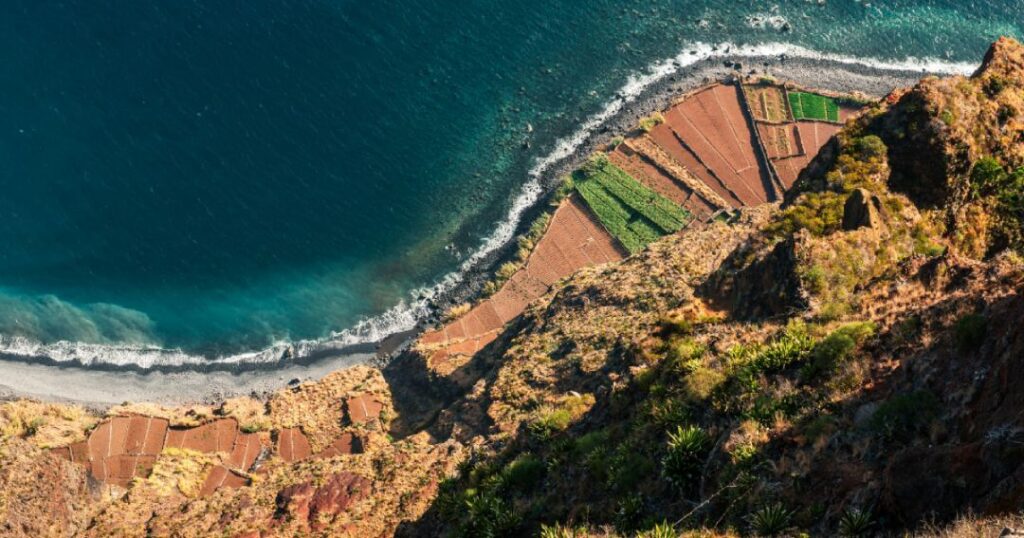 View to the Fajãs below Cabo Girão, Madeira Island